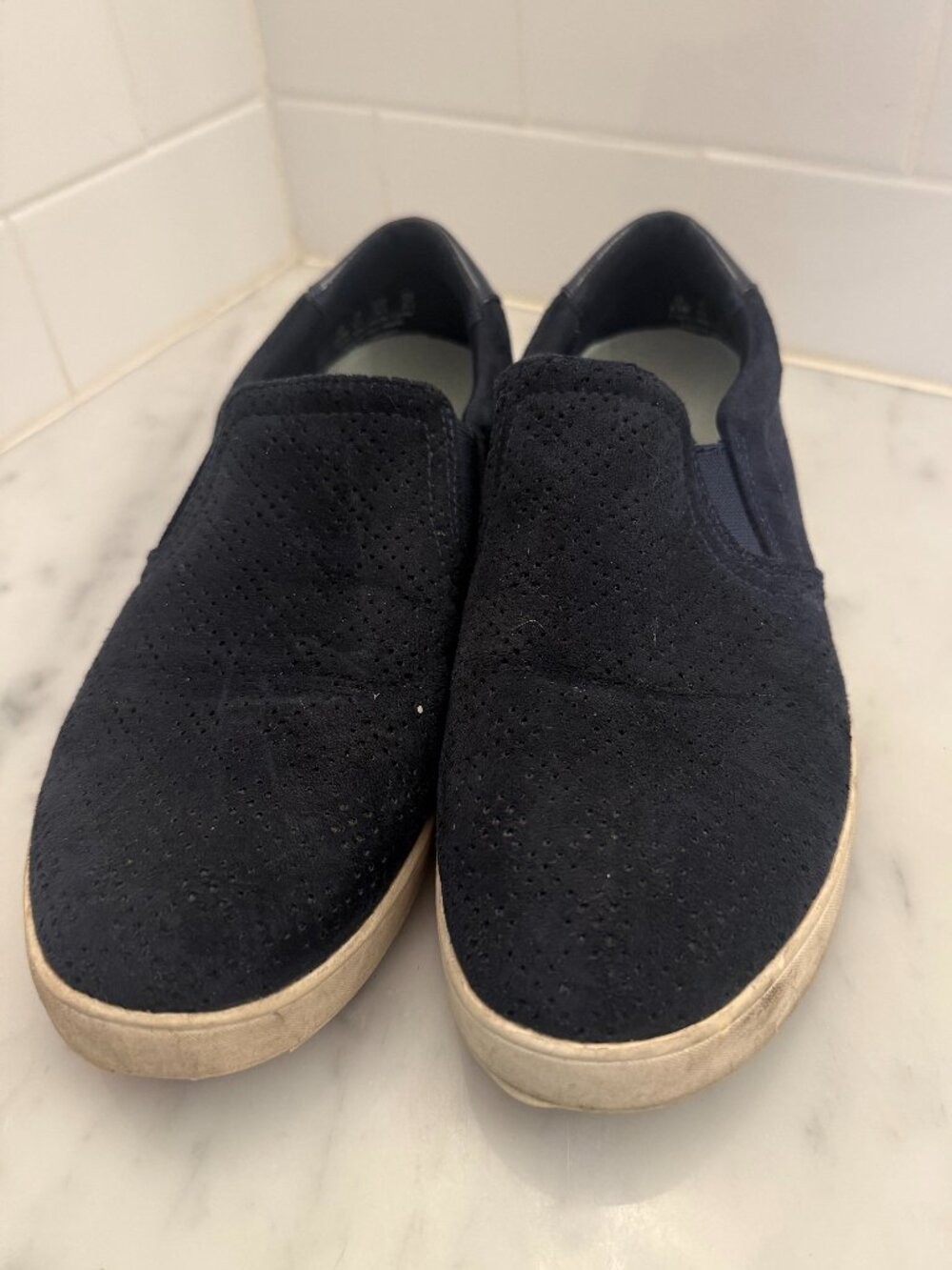 Dr. Scholl's Shoes Madison Slip On Sneaker, Space Navy Microfiber Perforated 8.5